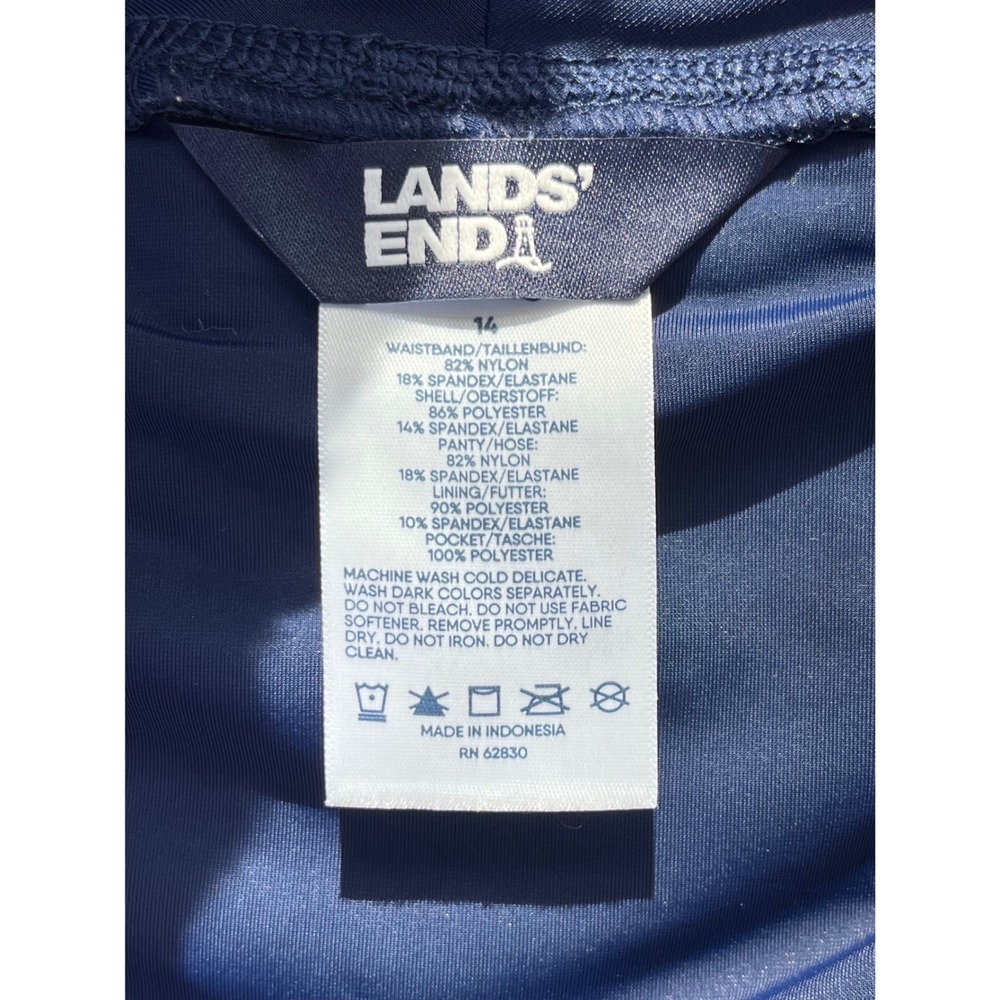 Lands End Navy Blue UPF 50 Swim Shorts w/ Liner Womens sz 14 Active Beach - Picture 2 of 8